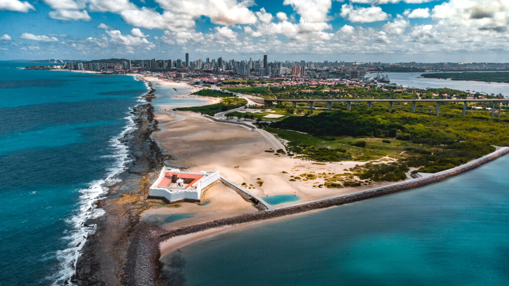 Paisagem Natal Litoral Praia Mar Rio Grande do Norte Oceano Atlântico Rio Natureza Drone Aéreo Azul Ondas Viagem Férias Viajar Turismo Ponte Corais Tropical Sol Baía
